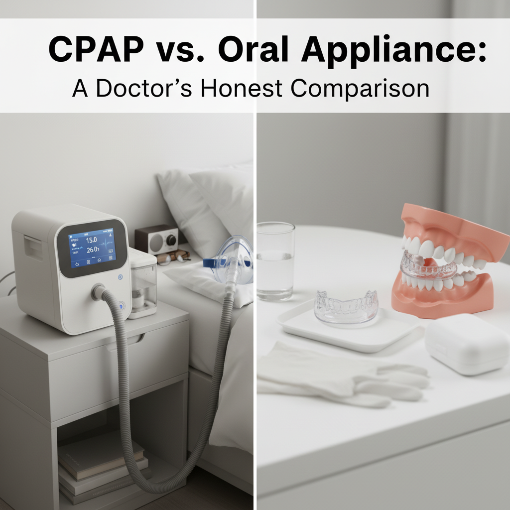 CPAP machine next to oral appliance for comparison